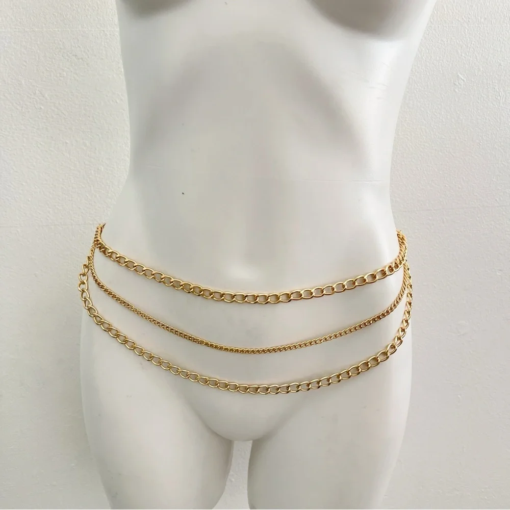 Chic layered Gold Chain Belt womens accessories NWT